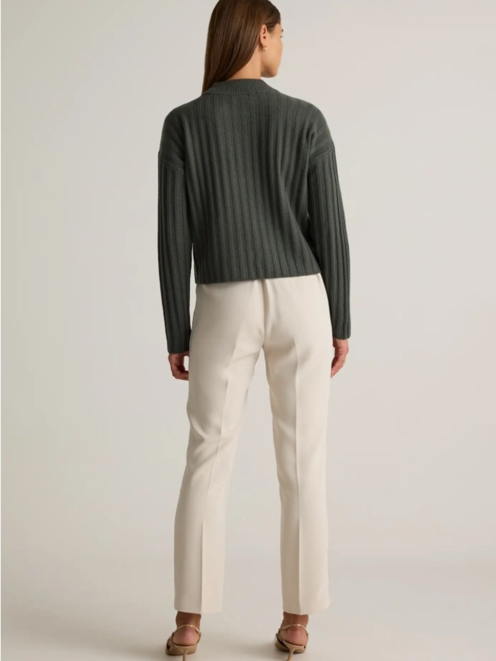 New Quince Women's Tailored‎ Straight-Leg Cream Trousers Pants Business Size 6 - Picture 3 of 8